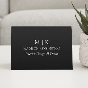 Monogram or Add Logo Business Black Folded Note Card