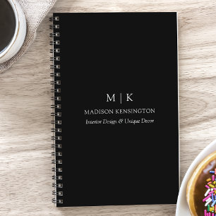 Monogram or Add Logo Business Black Notebook