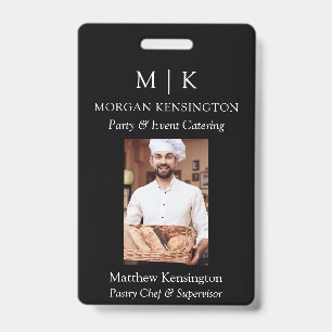 Monogram or Add Logo Business Black or Pick Colour ID Badge