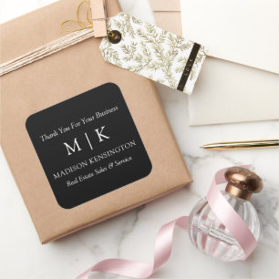 Monogram or Add Logo Business Black Sticker