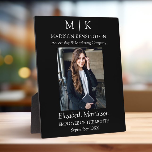 Monogram or Add Logo Business Employee Award Desk Plaque (Edit to Customize text, colors and more)