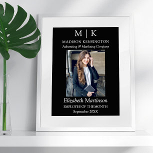 Monogram or Add Logo Business Employee Award Poster