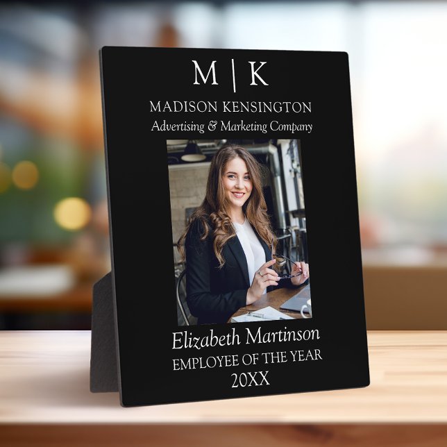 Monogram or Add Logo Business Employee of the Year Plaque (Edit to Customize text, colors and more)