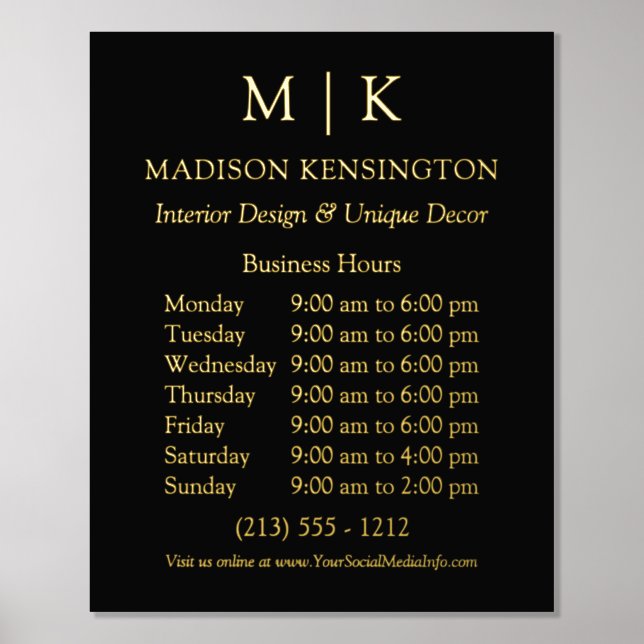 Monogram or Add Logo Business Gold Foil Prints (Front)