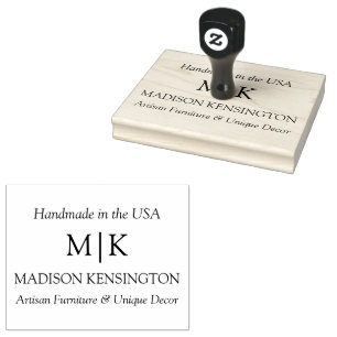 Monogram or Add Logo Business Handmade Rubber Stamp