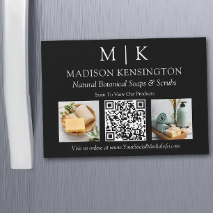 Monogram or Add Logo Business Photo QR Code Magnet