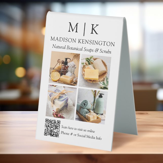 Monogram or Add Logo Business QR Code 4 Photos (Edit to Customize text, colors and more.)