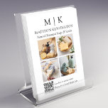 Monogram or Add Logo Business QR Code 4 Photos Flyer<br><div class="desc">Modern Minimalist Business Flyer with 4 Photos. Black & White or choose your custom colours. Add your website or social media web address to the QR Scan Code. Allow customers to use the scan to access information on your items such as products or menu items. Perfect for retail companies, small...</div>