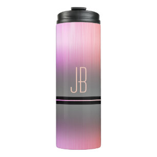 Monogram or Name, Gradient Pink & Grey Thermal Tumbler