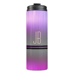 Monogram or Name, Gradient Purple & Grey Thermal Tumbler
