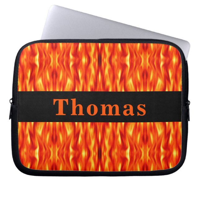 Monogram Orange Abstract Fire Laptop Sleeve (Front)