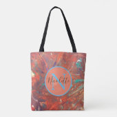 Monogram Orange Abstract Modern Personalised  Tote Bag (Back)