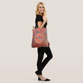 Monogram Orange Abstract Modern Personalised  Tote Bag (On Model)