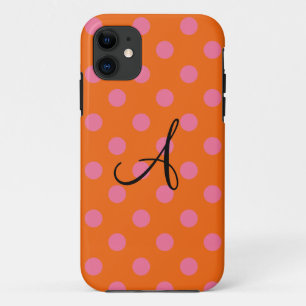 Monogram orange and pink polka dots iPhone 11 case