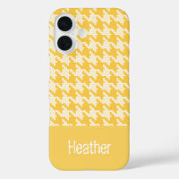 Monogram orange and white houndstooth pattern