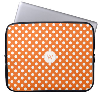 Monogram Orange And White Polka-Dots Laptop Sleeve