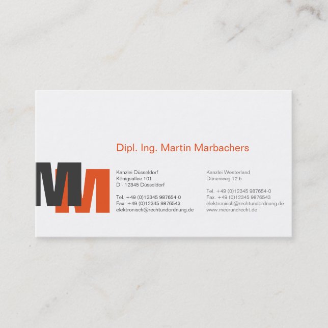 Monogram Orange Business Card (Front)