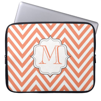 Monogram Orange Chevron Designer Laptop Bag