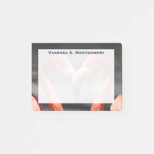 Monogram Orange Flamingos Wading Bird Heart Post-it Notes