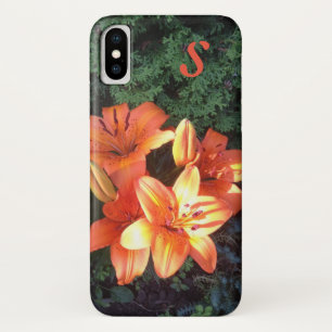 Monogram Orange Floral Photography iPhone X Case