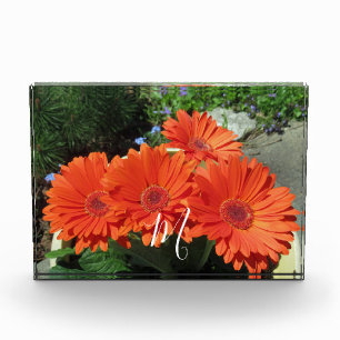 Monogram Orange Floral Photography Photo Block