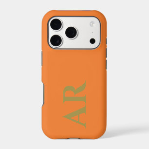 Monogram Orange Gold Initial Letters Minimalist