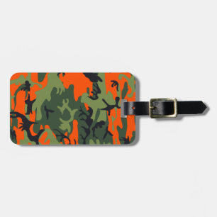 Monogram Orange Hunting Camo Camouflage Luggage Tag