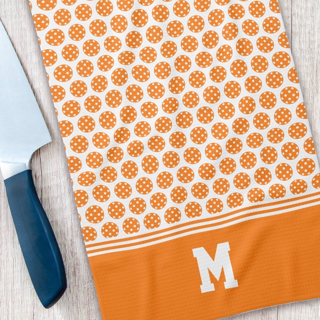Monogram Orange Pickleball Pattern Tea Towel (Creator Uploaded)