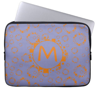 Monogram Orange Purple Circle Digital Code Squares Laptop Sleeve