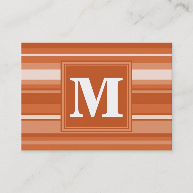 Monogram orange stripes business card (Front)