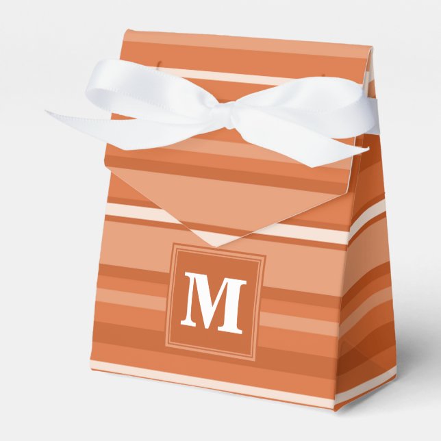 Monogram orange stripes favour box (Front Side)