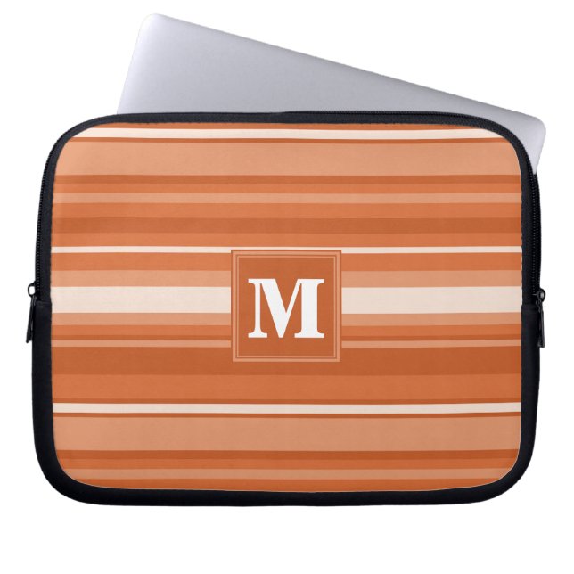 Monogram orange stripes laptop sleeve (Front)