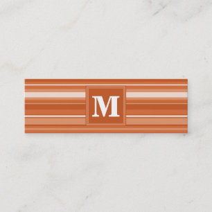 Monogram orange stripes mini business card