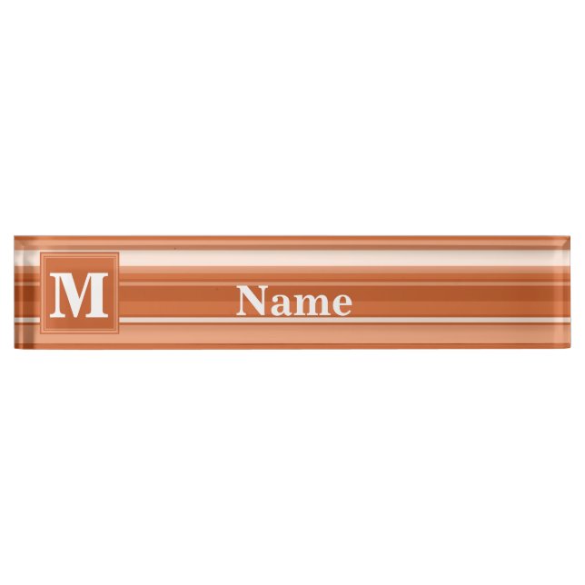Monogram orange stripes nameplate (Front)