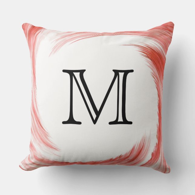 Monogram Orange Swirl Abstract Cushion (Front)