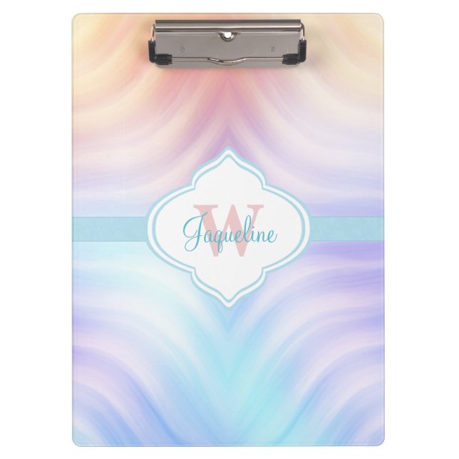 Monogram Orange Teal Lavender Clipboard (Front)