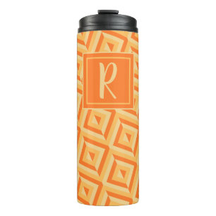 Monogram Orange Three-Tone Diamond Pattern Thermal Tumbler