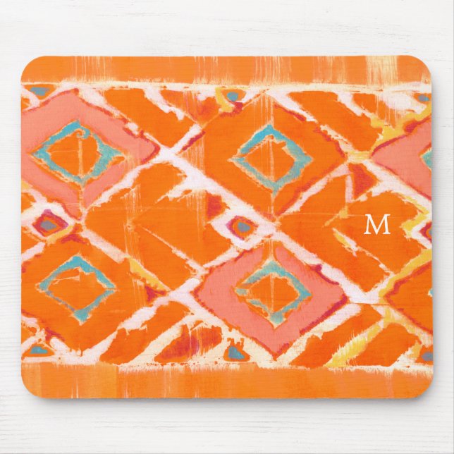Monogram | Orange Tribal II Mouse Pad (Front)
