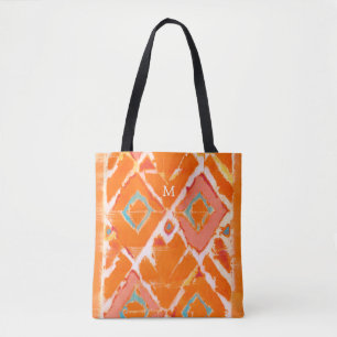 Monogram   Orange Tribal II Tote Bag