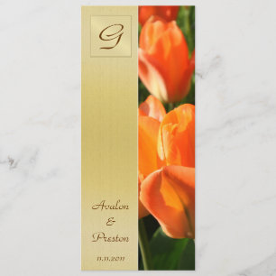 Monogram Orange Tulip Wedding Program Invitation