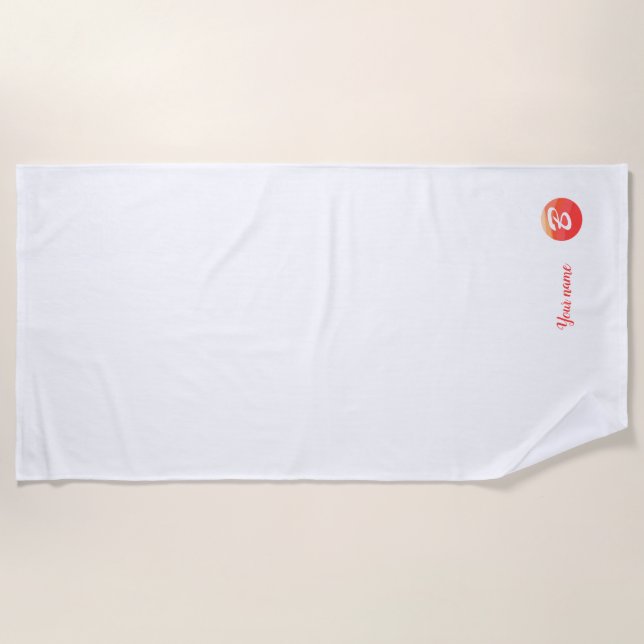 Monogram orange wavy letter B beach towel (Front)