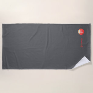 Monogram orange wavy letter B grey beach towel