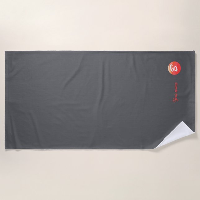 Monogram orange wavy letter B grey beach towel (Front)