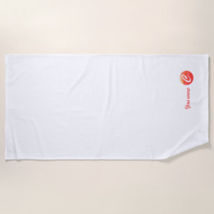 Monogram orange wavy letter C beach towel