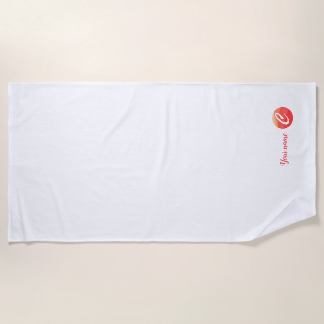 Monogram orange wavy letter C  beach towel (Front)