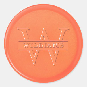 Monogram Orange Wax Seal Sticker