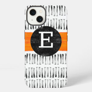 monogram orange white and grey pattern art iPhone 13 case