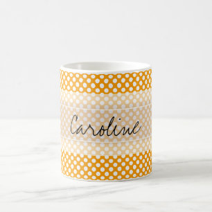 Monogram Orange White Trendy Fun Polka Dot Pattern Coffee Mug