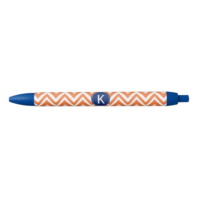 Monogram Orange Zigzag Pattern Black Ink Pen (Front)