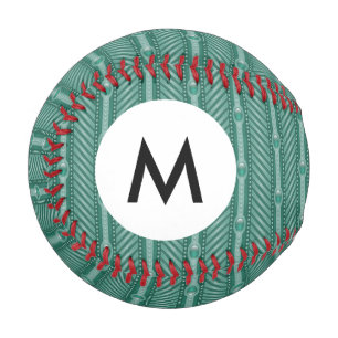 Monogram Ornamental Teal Pattern Baseball